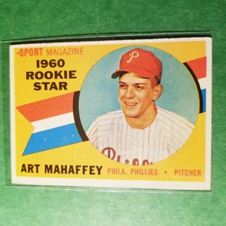 1960 - TOPPS BASEBALL CARD NO. 138 - ART MAHAFFEY ROOKIE - PHILLIES - EXMT-NRMT+