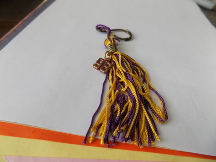 5 inch purple and gold 86 tassel keychain infinity symbol  long charm on metal