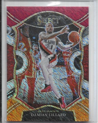 Damian Lillard 2020-21 Select Prizm Red White Orange Shimmer #24