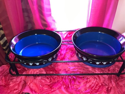 Heavy duty ceramic pet food bowls &stand