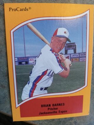 RARE 1990 PRO CARDS CLASS AA JACKSONVILLE EXPOS/ MONTREAL BRIAN BARNES BASEBALL CARD#36