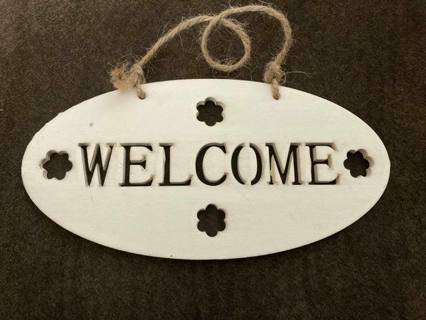 Wooden Welcome Sign with Jute Twine