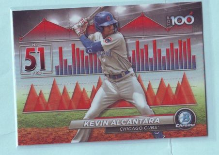 2024 Bowman Chrome Kevin Alcantara TOP 100 Baseball card # BTP-51 Cubs