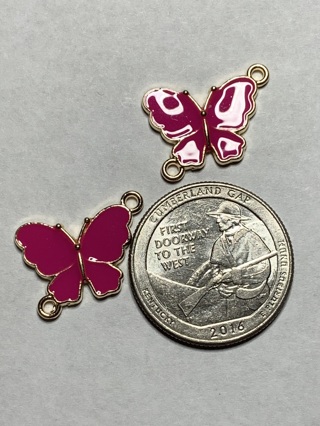 BUTTERFLY CHARMS~#5~PINK~SET OF 2~FREE SHIPPING!