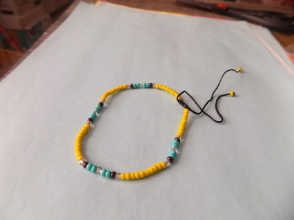 Bracelet E beads yellow, aqua, silver