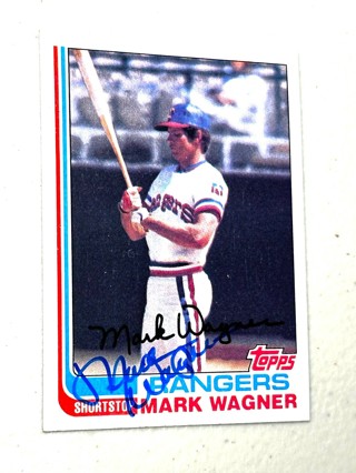 Autographed 1982 Topps Texas Rangers Baseball Card #443 Mark Wagner