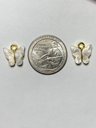 BUTTERFLY CHARMS~#4~WHITE~SET OF 2~SET 3~FREE SHIPPING!