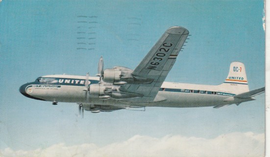 Vintage Used Postcard: c: United DC-7