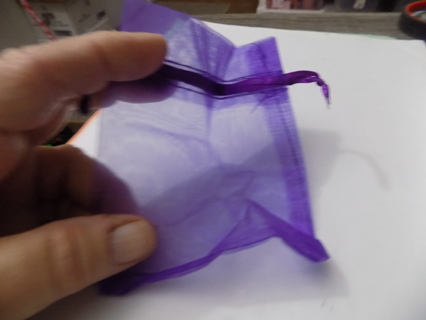 Purple organdy drawstring jewelry bag 4 1/2 x 3 1/2