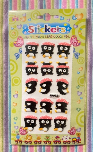 Kawaii flocked penguin stickers 