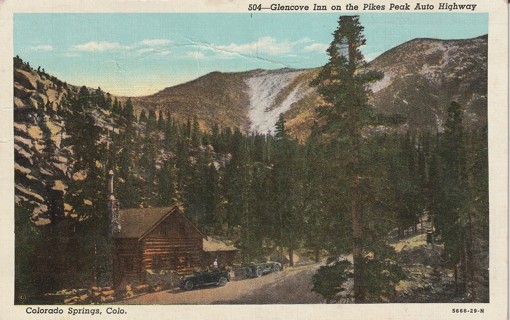 Vintage Used Postcard: b: 1943 Glencove Inn on Pike's Peak Auto Highway