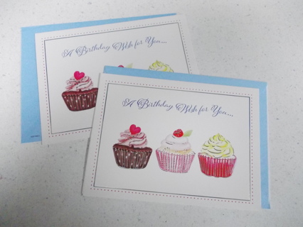 (2) CUPCAKE Birthday Cards with Envelopes