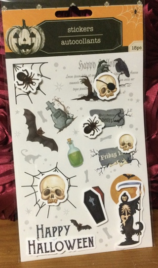 Halloween Stickers-Skulls, bats, spiders, etc. (15 pieces)
