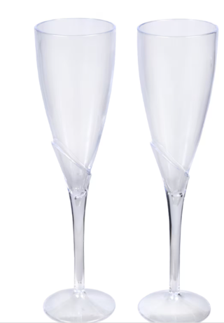 Clear Plastic Champagne Glasses (Set of 2)