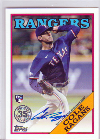 Cole Ragans, 2023 Topps AUTOGRAPHED ROOKIE Baseball Card #88BA-CR, Texas Rangers, (L5