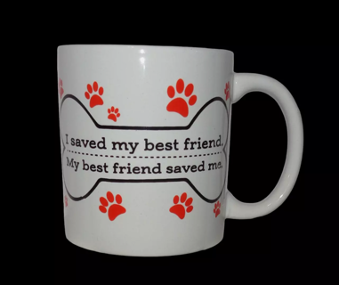 New White Red Pet Animal Lover Rescue Adopted Dog Bone Paw Print Mug Coffee Tea