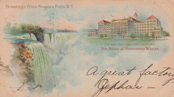 Vintage Used Postcard: f: 1904 Greetings from Niagara Falls, NY