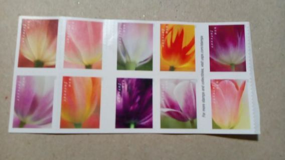 10- FOREVER US POSTAGE STAMPS.... SPRING TULIPS