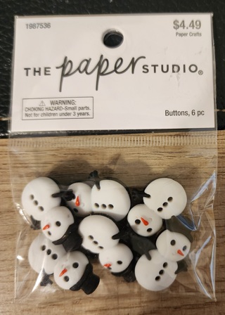 NEW - The Paper Studio - Snowman Buttons - 6 in package 