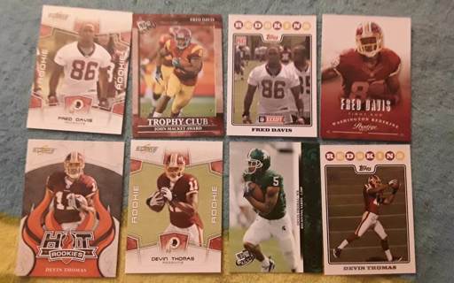 8 card Redskins lot davis thomas rcs inserts