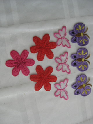 Butterflies and flowers iron on patches, 9 pcs. cloths decor, embellishment, new out of package