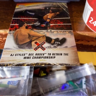 2019 topps summer slam extreme rules aj styles def rusev to retain the championship wrestling card 