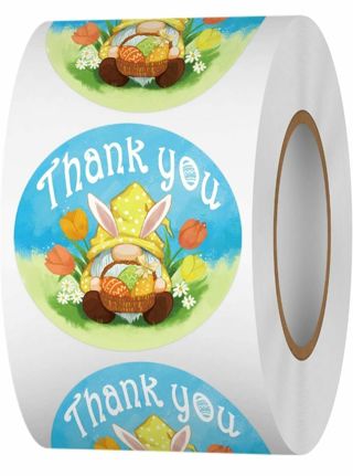 ➡️⭕NEW⭕(2) 1.5" EASTER GNOME THANK YOU STICKERS!!⭕