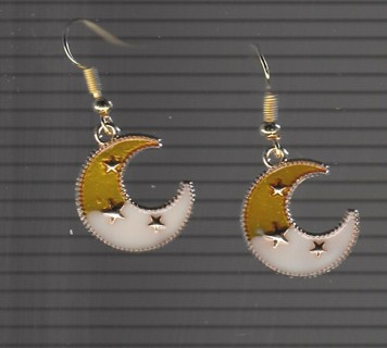 GP ENAMEL TWO-TONE MOON EARRINGS (PLEASE READ DESCRIPTION