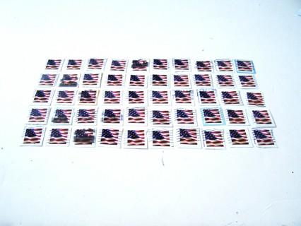 United States Flag Postage Stamps used set of 50 still on paper