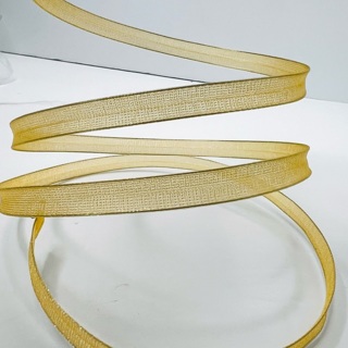 Champagne Gold 3/8” Wide Wire Edge Ribbon 