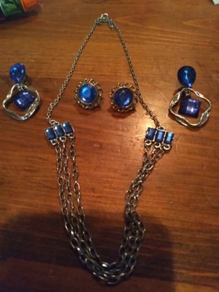 Blue necklace lot