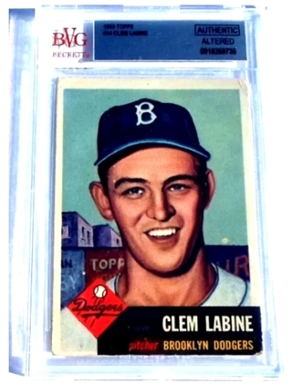 1953 TOPPS #14 CLEM LABINE BVG AUTHENTIC ALTERED GRADED CARD FREE SHIPPING