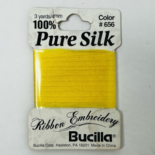 NIP Lemon Yellow 100% Silk Embroidery Ribbon 