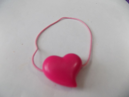 Large solid pink acrylic heart shape pony tail holder