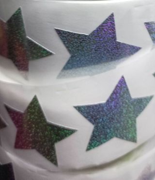 ⭐NEW⭐(4) 1" HOLOGRAPHIC GLITTER STAR stickers BNWOT.