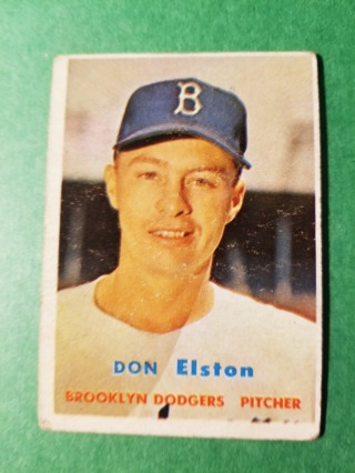 1957 - TOPPS EXMT - NRMT BASEBALL - CARD NO. 376 -  DON ELSTON  - DODGERS