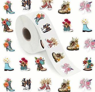 ↗️NEW⭕(10) 1" BOOTS & SNEAKERS STICKERS!!⭕ FLORAL (SET 2 of 2)