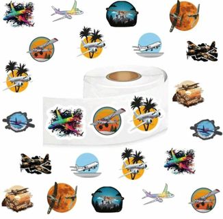 ➡️⭕(10) 1" AIRPLANE STICKERS!! (SET 2 of 2) TRAVEL VACATION