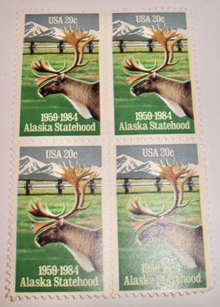 Scott #2066, Alaska, Pane of 4 Useable 20¢ US Postage Stamps