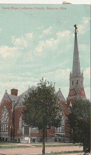 Vintage Used Postcard: (t): 1911 Good Hope Lutheran Church, Bucyrus, OH