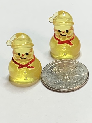 ☃SNOWMEN~#1~YELLOW~SET OF 2 SNOWMEN~GLOW IN THE DARK~FREE SHIPPING☃