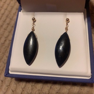 Vintage 14k Black Onyx Earrings 