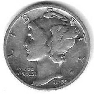 1940-D Mercury Dime 90% Silver U.S. 10 Cent Coin