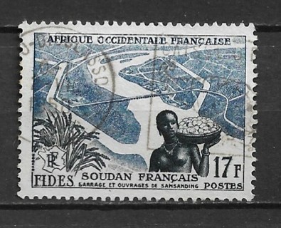 1956 French West Africa Sc70 17f Woman & ***** River used