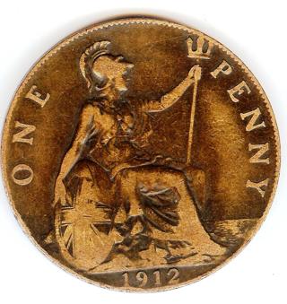 1912 GREAT BRITAIN LARGE PENNY * EARLY BRITISH COIN