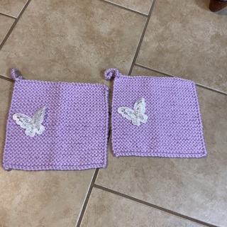 BN Pair of Hand Knitted Potholders .