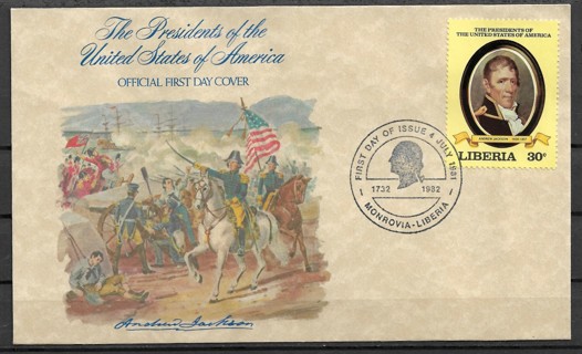 1982 Liberia Sc908 US Presidents: Andrew Jackson FDC