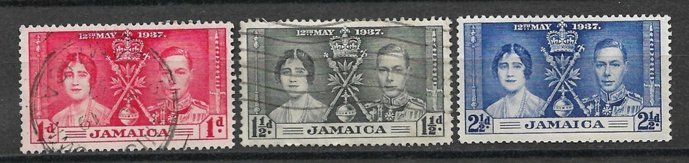 1937 Jamaica Sc113-5 complete Coronation set of 3 used