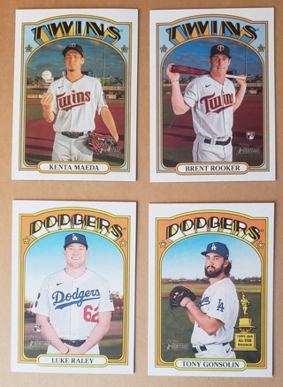 2021 Topps Heritage 4 different Cards - 1972 design - Minnesota Twins Los Angeles Dodgers