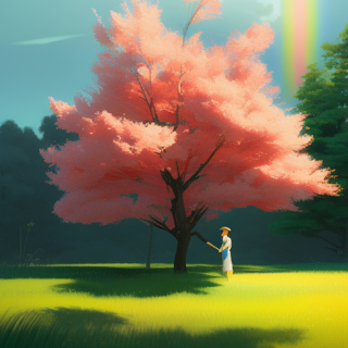 Listia Digital Collectible: Pink Dog wood tree with rainbow